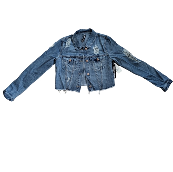 Design Lab Lord & Taylor Distressed Denim Jacket - Picture 3 of 7